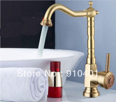 Wholesale And Retail Promotion Antique Brass Bathroom Basin Faucet Kitchen Sink Mixer Tap Swivel Spout 1 Handle