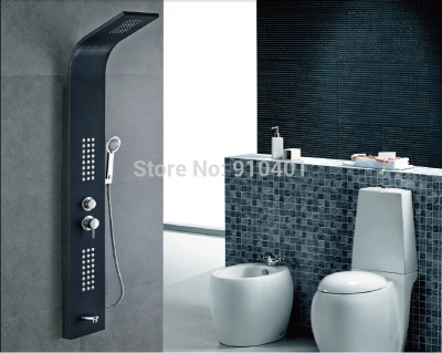 Wholesale And Retail Promotion Black Rain Shower Column Tub Mixer Tap Boddy Massage Jets Shower Panel Hand Unit