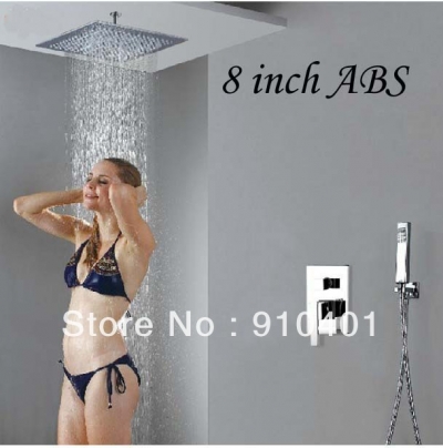 Wholesale And Retail Promotion Celling Mounted Chrome 8" Square Rain Shower Faucet Set Single Handle Shower Tap