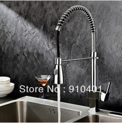 Wholesale And Retail Promotion Chrome Brass Spring Kitchen Bar Sink Faucet Dual Sprayer Mixer Tap Swivel Spout [Chrome Faucet-876|]