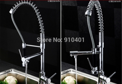 Wholesale And Retail Promotion Chrome Brass Tall Kitchen Faucet Single Handle Dual Swivel Spouts Sink Mixer Tap [Chrome Faucet-622|]