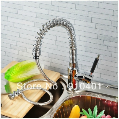 Wholesale And Retail Promotion Deck Mounted Chrome Brass Pull Out Kitchen Faucet Single Handle Sink Mixer Tap