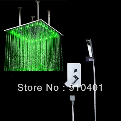 Wholesale And Retail Promotion LED Color Changing 20" Rain Square Shower Faucet Set With Hand Shower Mixer Tap