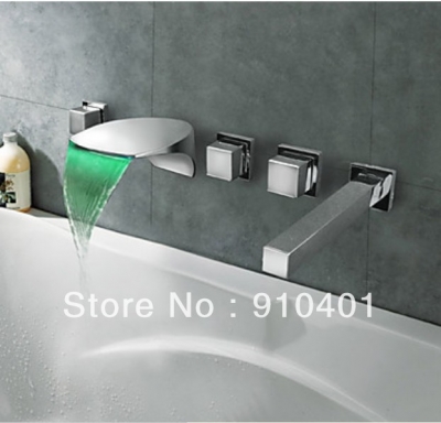 Wholesale And Retail Promotion LED Color Changing Wall Mounted Waterfall Bathroom Tub Faucet With Hand Shower