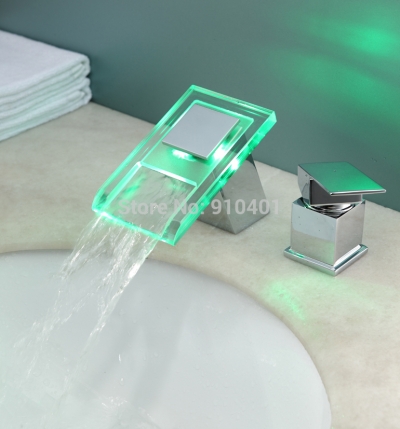 Wholesale And Retail Promotion LED Color Changing Waterfall Bathroom Basin Faucet Single Handle Sink Mixer Tap [LED Faucet-3234|]