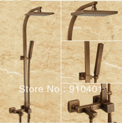 Wholesale And Retail Promotion Luxury Antique Brass 8"Square Rain Shower Faucet Bathtub Mixer Tap Shower Column