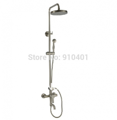 Wholesale And Retail Promotion Luxury Brushed Nickel Exposed Rain Shower Faucet Set Bathtub Shower Mixer Tap [Brushed Nickel Shower-817|]
