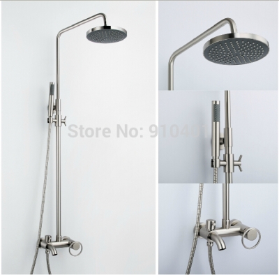 Wholesale And Retail Promotion Luxury Brushed Nickel Rain Shower Faucet Bathroom Tub Mixer Tap W/ Hand Shower