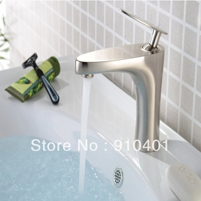 Wholesale And Retail Promotion Luxury Brushed Nickel Solid Brass Bathroom Basin Faucet Single Handle Sink Mixer [Brushed Nickel Faucet-762|]