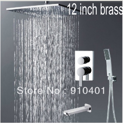 Wholesale And Retail Promotion Luxury Celling Mounted 12" Square Rain Shower Faucet Set Bathtub Mixer Tap Set