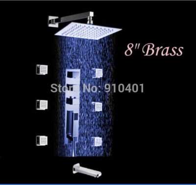 Wholesale And Retail Promotion Luxury LED Color Shower Head Thermostatic Valve Mixer Massage Jets W/ Hand Unit