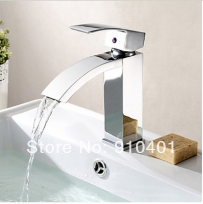Wholesale And Retail Promotion Luxury Waterfall Chrome Brass Bathroom Basin Faucet Single Handle Sink Mixer Tap [Chrome Faucet-1699|]