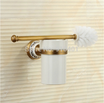 Wholesale And Retail Promotion Modern Antique Brass Bathroom Toilet Brush Holder Ceramic Base With Brush Holder