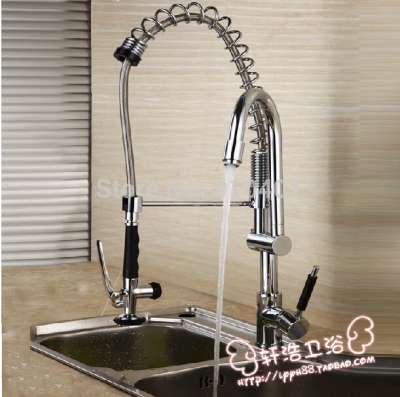 Wholesale And Retail Promotion Modern US Standard Chrome Brass Kitchen Faucet Spring Sink Mixer Tap Dual Spouts [Chrome Faucet-933|]