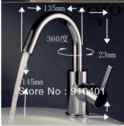 Wholesale And Retail Promotion NEW Deck Mounted Bathroom Basin Faucet Swivel Spout Sink Mixer Tap Single Handle