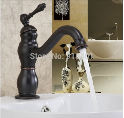 Wholesale And Retail Promotion NEW Deck Mounted Oil Rubbed Bronze Bathroom Basin Faucet Single Handle Mixer Tap