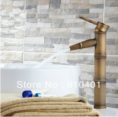 Wholesale And Retail Promotion NEW Euro Style Antique Brass Deck Mounted Bathroom Basin Faucet Single Handle