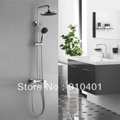 Wholesale And Retail Promotion NEW Fashion Chrome Brass Wall Mounted 8" Rain Shower Faucet Set Bath Tub Mixer [Chrome Shower-2334|]