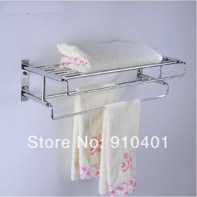 Wholesale And Retail Promotion NEW Luxury Wall Mounted Bathroom Towel Rack Holder Shower Shelf With Towel Bars [Towel bar ring shelf-5047|]