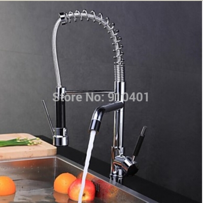 Wholesale And Retail Promotion NEW Modern Chrome Brass Kitchen Faucet Dual Spouts Swivel Sprayer Sink Mixer Tap