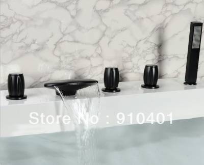 Wholesale And Retail Promotion NEW Oil-rubbed Bronze Bathroom Waterfall Tub Faucet with Hand Shower 5PCS Shower [5 PCS Tub Faucet-186|]