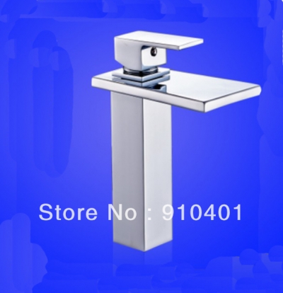 Wholesale And Retail Promotion Polished Chrome Brass Waterfall Bathroom Basin Faucet Single Handle Mixer Tap