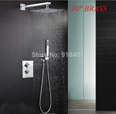 Wholesale And Retail Promotion Wall Mounted Chorme Brass Thermostatic Valve 10" Rain Shower Head Hand Unit Tap [Chrome Shower-2427|]