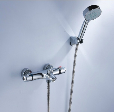 Wholesale And Retail Promotion Wall Mounted Chrome Brass Bathroom Shower Faucet Set Thermostatic Tub Mixer Tap