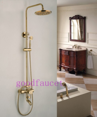 Wholesale Golden Brass Bathroom Faucet/ Shower Sets Mixer Tap Rainfall Shower Head +