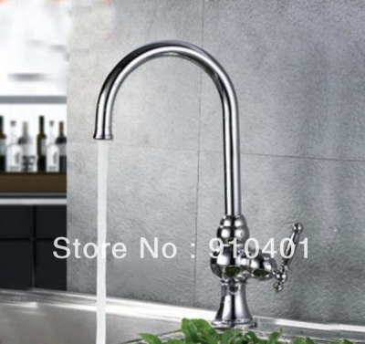 Wholesale and Retail Promotion Polished Chrome Brass Kitchen Faucet Single Handle Swivel Spout Sink Mixer Tap [Chrome Faucet-896|]