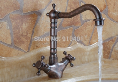 Wholesale and retail Promotion Antique Style Bathroom Basin Faucet Swivel Spout Dual Cross Handles Mixer Tap