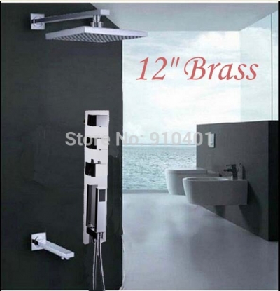 wholesale and retail Promotion Wall Mounted 12" Square Rain Shower Head Shower Arm Tub Mixer Tap Hand Shower