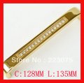 -128MM Drawer Hardware golden rheinstone crystal door Pull handle knob 10pcs/lot