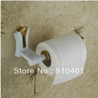 Wholesale And Retail Promotion Modern White Painting Brass Toilet Paper Holder Flower Carved Roll Tissue Holder