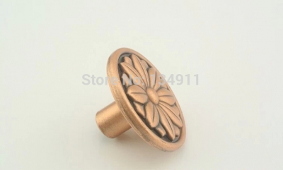 10pcs Red Bronze Single Hole Drawer Round Knobs Flower Kids Cabinet Pulls Moveis Bahia Hardware Fittings Cupboard Armoire Pulls