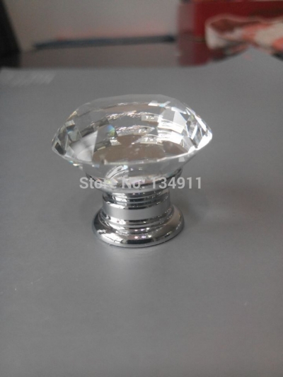 30pcs 30mm K9 Diamond Shape Clear Crystal Pulls Hardware Cabinet Sparkle Glass Kitchen Cabinet Knobs Handles [CrystalHandle-58|]