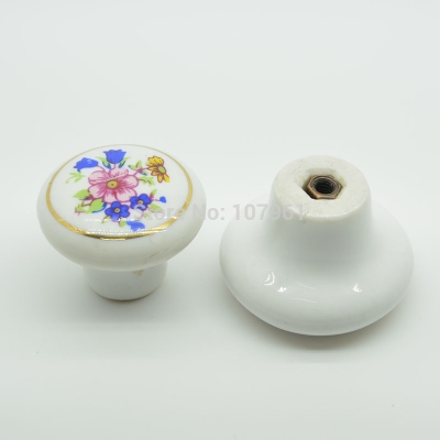 503 small size hot elegant flower embessed ceramic cabinet door knobs 28g white color 28g wholesales used for cabinet drawers