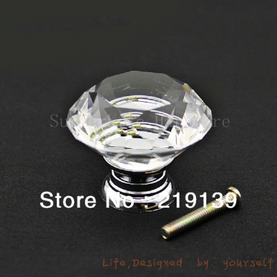 50Pcs 30mm Clear Crystal Diamond Cabinet Kids Glass Dresser Knobs Drawer Pulls And Handles Kitchen Door Wardrobe