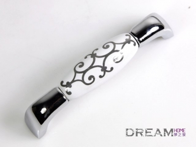96mm Silver flower Ceramic cabinet handle / cabinet pull / chrome plated handle