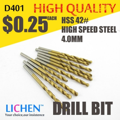 LICHEN D401 Diameter 4.0mm Twist Drell Bit & Metal Drilling & High Speed Steel HSS 42# Drill Bit [Others-199|]
