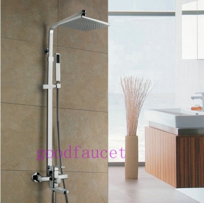 Luxury Wall Mounted Bathroom Square Shower Set Faucet Tub Faucet Mixer Tap With Handheld Shower Sprayer [Chrome Shower-2509|]