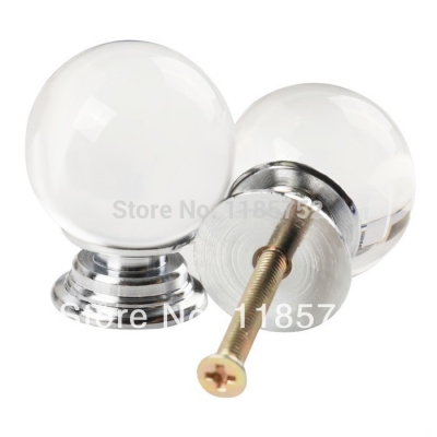 Magic Ball Shaped Clear Glass Crystal Cabinet Pull Drawer Handle Kitchen Door Knob Home Furniture Knob 1PCS Diameter 30mm [Knobs-94|]