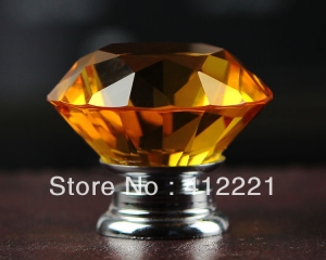 NEW - 10pcs/lot 40mm Amber Cut Diamond Crystal Bedroom Knob for Drawer Dresser Bed