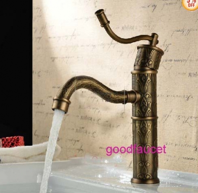 NEW Bathroom Antique Bronze Flower Vintage Carving Faucet Single Handle Basin Sink Faucet Mixer Hot and Cold Tap