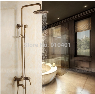 Wholesale And Retail Promotion Antique Brass Swivel Bathtub Mixer Tap Rain Shower Head With Hand Shower Faucet
