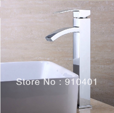Wholesale And Retail Promotion Bathroom Tall Square Faucet Waterfall Basin Faucet Single Lever Sink Mixer Tap