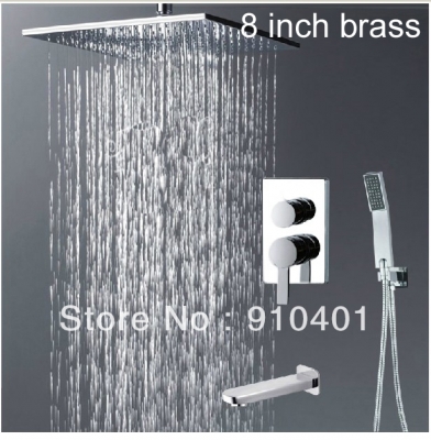 Wholesale And Retail Promotion Celling Mounted 8" Chrome Rain Shower Faucet Set Bathtub Mixer Tap Hand Shower
