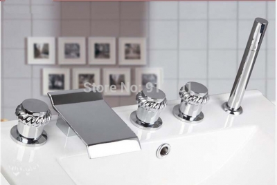 Wholesale And Retail Promotion Chrome Brass Bathroom Tub Faucet Waterfall Sink Mixer Tap 3 Handles Mixer Tap