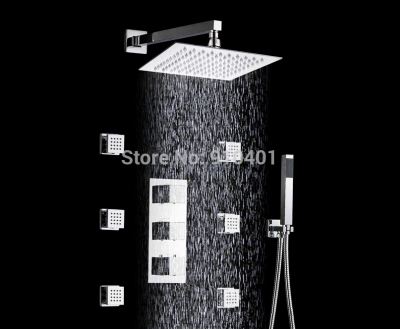 Wholesale And Retail Promotion Chrome Brass Thermostatic Rain Shower Faucet Massage Jets Sprayer W/ Hand Shower [Chrome Shower-2081|]