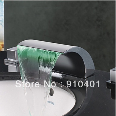 Wholesale And Retail Promotion LED Color Changing Arcuate Spout Waterfall Bathroom Basin Faucet Sink Mixer Tap [LED Faucet-3204|]